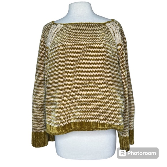 Anthropologie by Moth Chenille Sweater boxy striped large - Picture 4 of 7